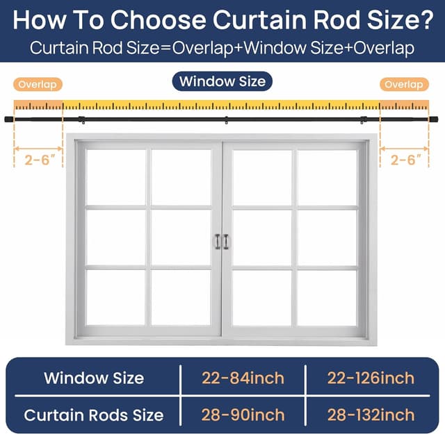 Thumbnail 4 de Matte Black Curtain Poles 70–335cm adjustable rod