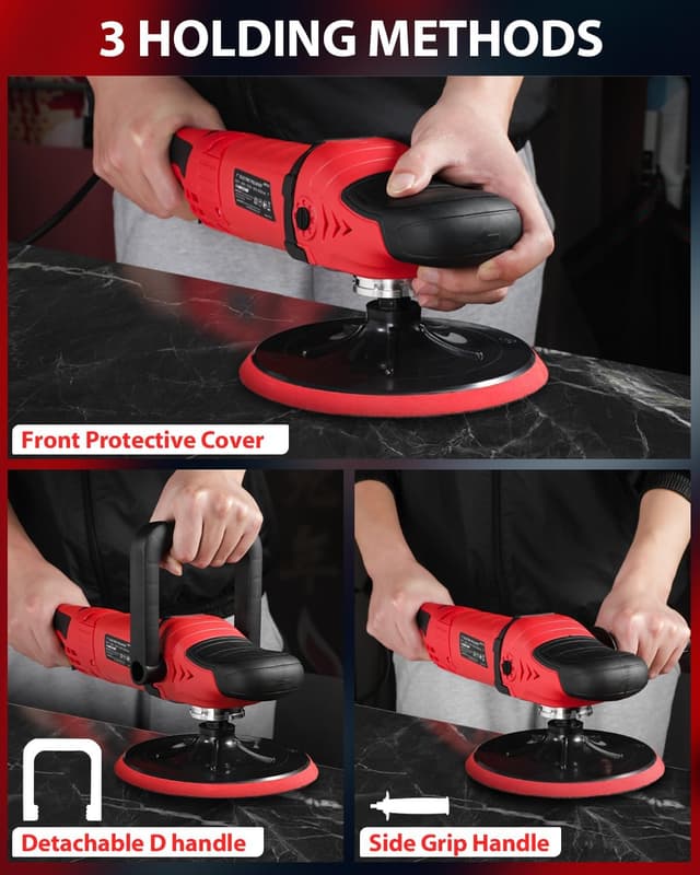 Detalle de AVID POWER Car Buffer Polisher Rotary Waxer Kit (6 Variable Speed, 1000–3500 RPM) with 6-inch & 7-inch Backing Plates