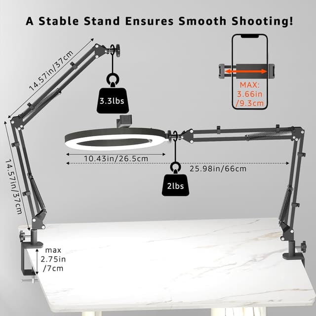 Thumbnail 4 de FZYGRAVH 10" Ring Light with Overhead Phone Stand