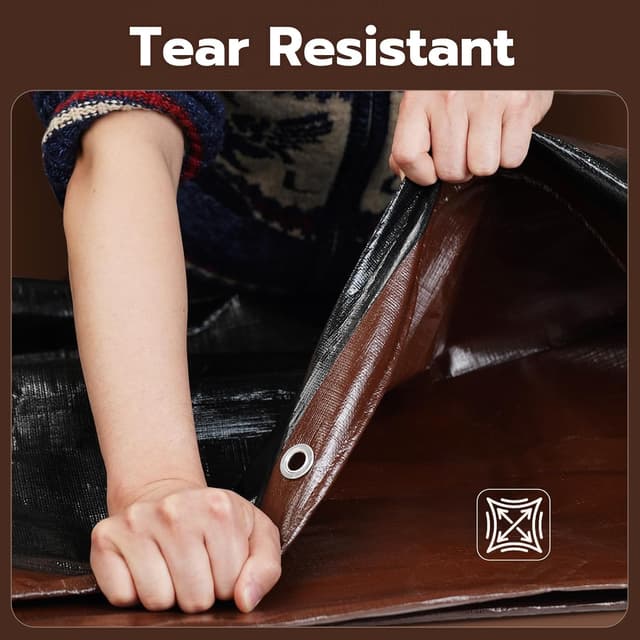 Detalle de 12x12 FT Waterproof 16 Mil Heavy Duty Tarp with Grommets (UV & Rip- & Tear-Resistant)