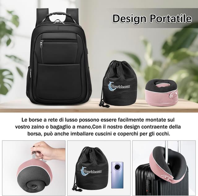 Detalle 1 de Nackenkissen Nourideaux Reise 3-teilig, Rosa