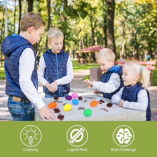 Thumbnail 6 de 24-Pack Easter Eggs Filled with Brain Teaser Puzzles (Plastic Eggs + Wood/Metal Puzzle Fillers) for Teens, Kids & Adults