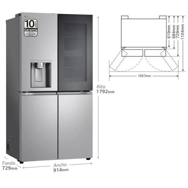 Detalle 1 de LG GMG960MBEE InstaView: frigorífico americano con puerta toc-toc y acero antihuellas