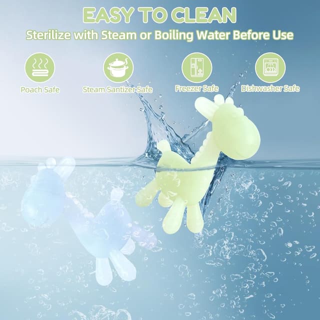 Detalle de TYRY.HU Beißring aus Silikon (2er-Set) mit Kühl-Effekt – Hirsch-Kauspielzeug für die Zahnung