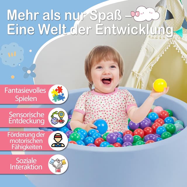 Detalle 2 de Aunekiv Bällebad 90x30 cm, hellblau