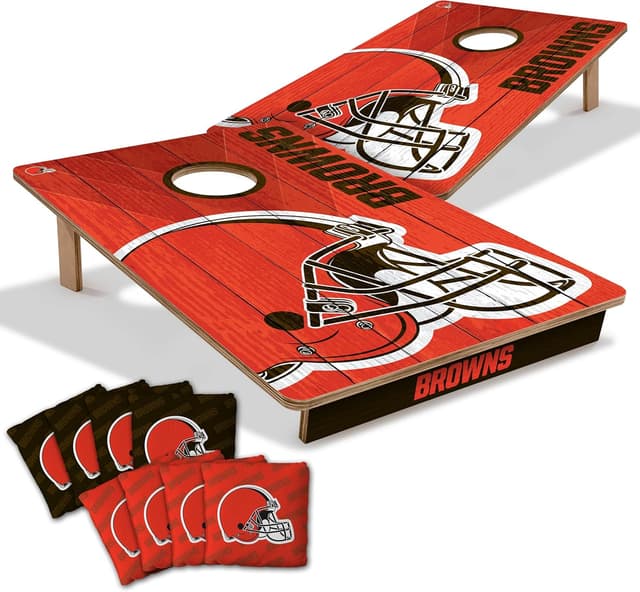 Detalle de YouTheFan NFL 2’ x 3’ All-Wood Cornhole Game with Logo Bags