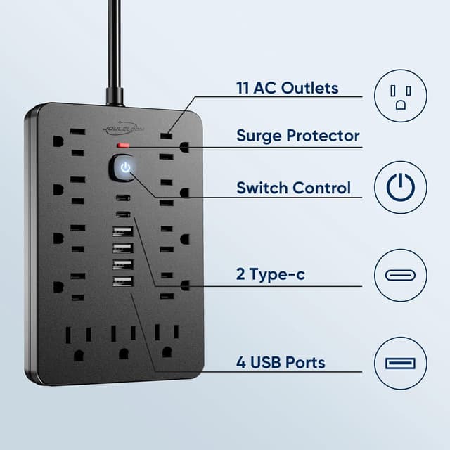 Detalle 1 de JouleLoom 17-in-1 Power Strip 11 Outlets