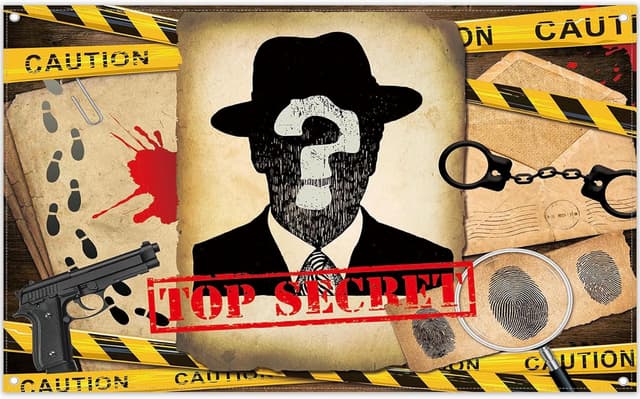 Detalle de Luminora 72x43 inch Top Secret Detective Mugshot Backdrop (Murder Mystery Party Photo Props)