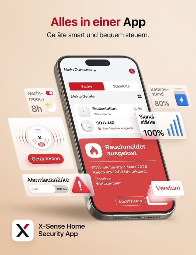 Thumbnail 2 de X-Sense SD11-MR WLAN-Rauchmelder mit Magnethalterung