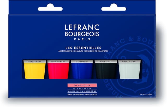 Detalle de Lefranc Bourgeois LB Acryl Fine 5x80 ml Set – cremige Acrylfarbe auf Wasserbasis für Design, Kunst & Hobby