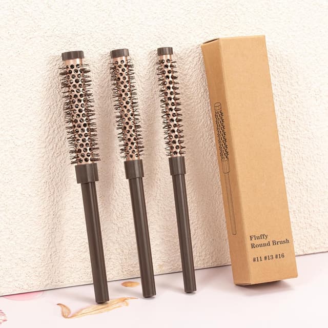 Detalle de 3er-Set kleine Rundbürsten Föhnbürste für Haarpflege 💇