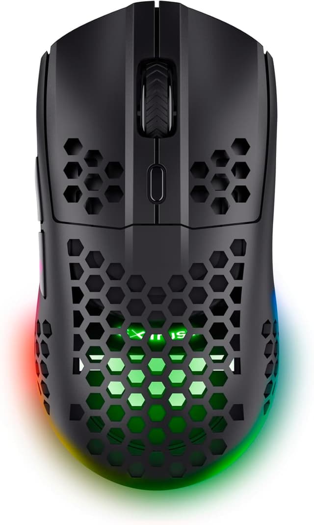 Detalle de GXTrust 929 Helox mouse gaming wireless superleggero 75g, 2.4GHz, DPI 800-4800 e batteria ricaricabile