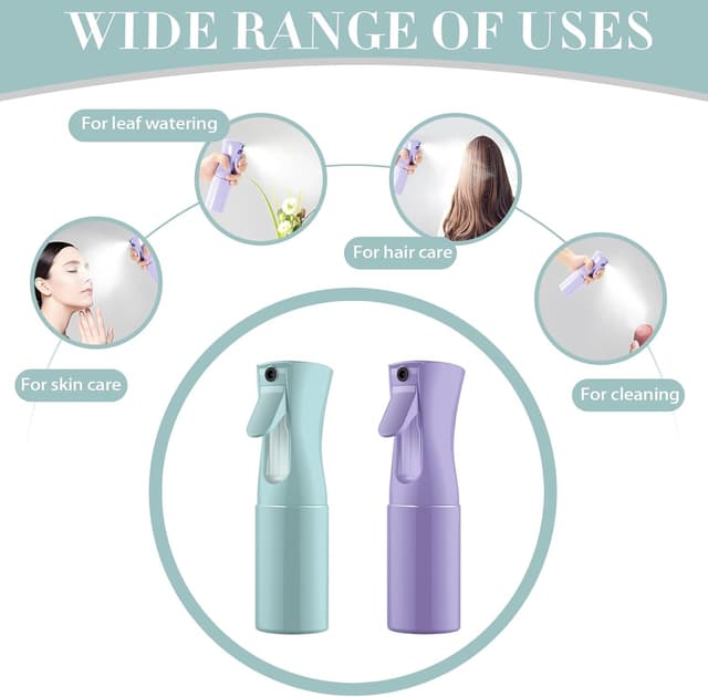 Detalle de DYHNQE 2x 300ml continuous fine mist hair spray bottles (empty) – blue & purple