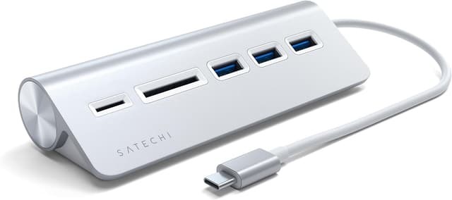 Detalle de Satechi USB-C Combo Hub for Desktop with 3x USB-A 3.0 ports and Micro/SD card readers (Silver)