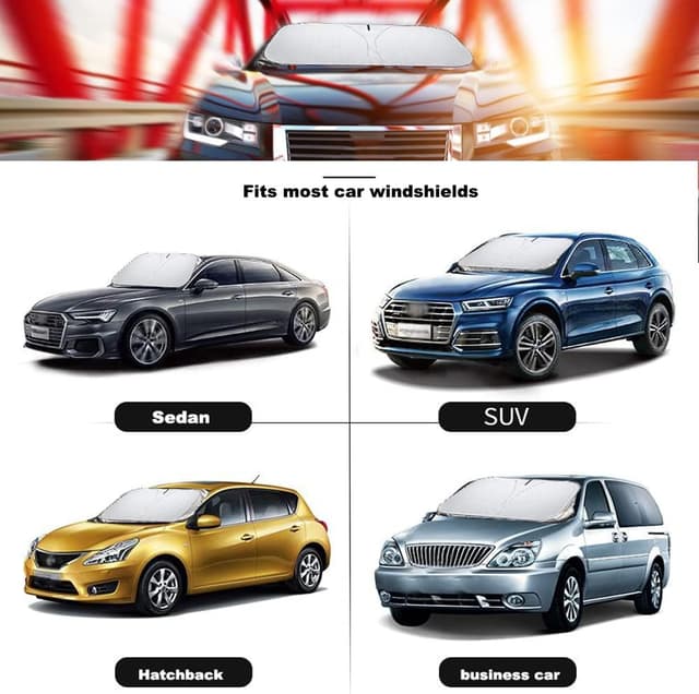 Detalle de Sonnenschutz Auto Frontscheibe – faltbare Sonnenblende innen, UV-Schutz (140x70 cm)