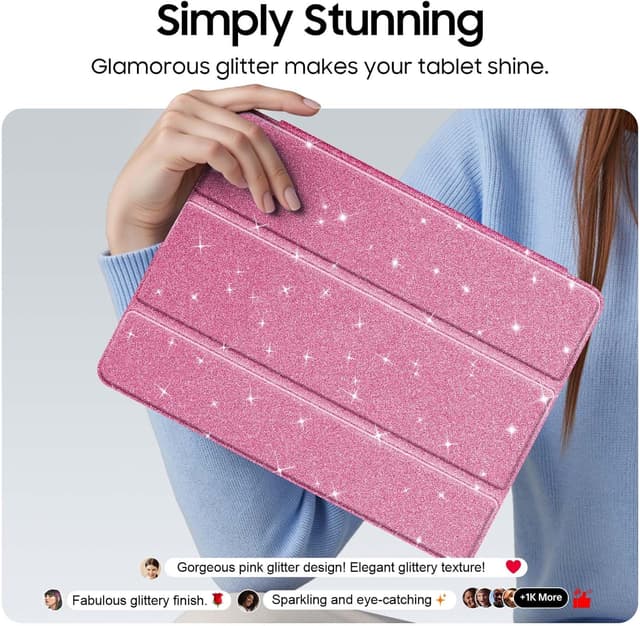 Detalle 2 de FINTIE Glitter Case for iPad 9th Gen 10.2" ⌘ Pink
