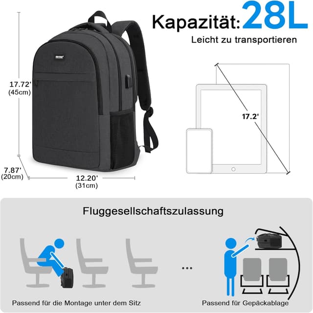 Detalle 1 de TANTOMI TANTOMI Rucksack Herren 17 Zoll