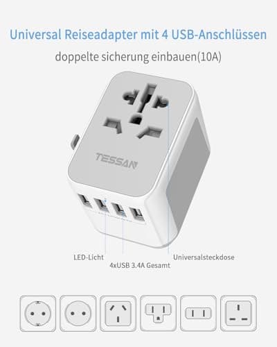 Detalle 1 de TESSAN Adaptador Enchufe Universal 2500W
