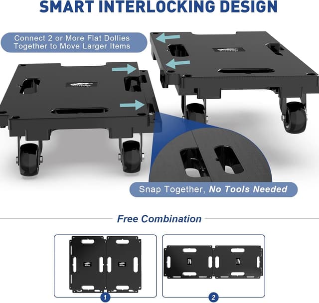 Detalle de Ronlap Furniture Moving Dolly (2 Pack) – 4-Wheel portable roller dolly with elastic ropes, 400 kg capacity