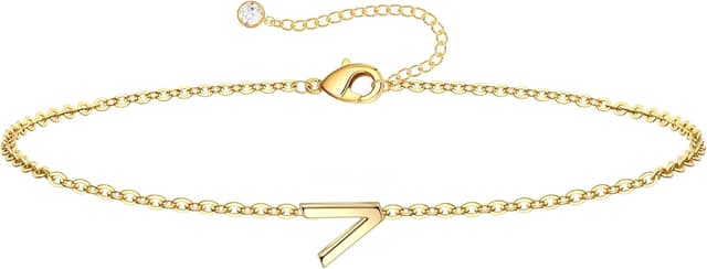 Detalle de TINGN Gold/Silber Armband mit Buchstaben – 18K vergoldet, zierlich und mit Verlängerungskette (15 cm + 5 cm)