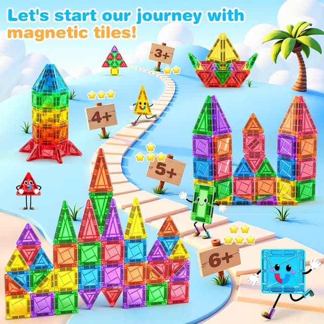 Detalle de Subtail Magnetic Tiles 54 piece travel set