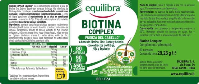 Thumbnail 5 de Equilibra Biotina Complex 💊 para Cabello y Uñas, 90 Cápsulas