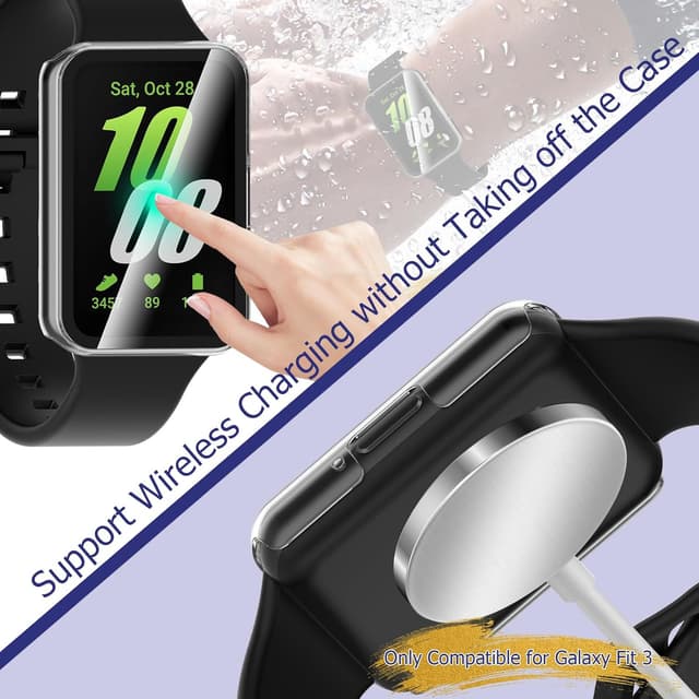 Detalle de KIKISML 2 Pack Hard Case for Samsung Galaxy Fit 3 with tempered glass screen protector (clear/pink)