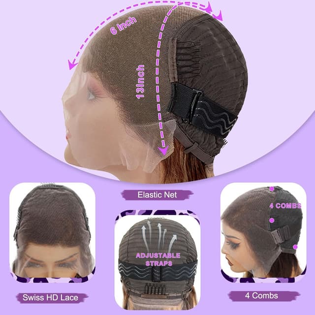 Detalle 2 de Qimo Honey Blonde Human Hair Wig (30 Inch) – 13x6 HD Lace Front, 200 Density, Ombre Body Wave