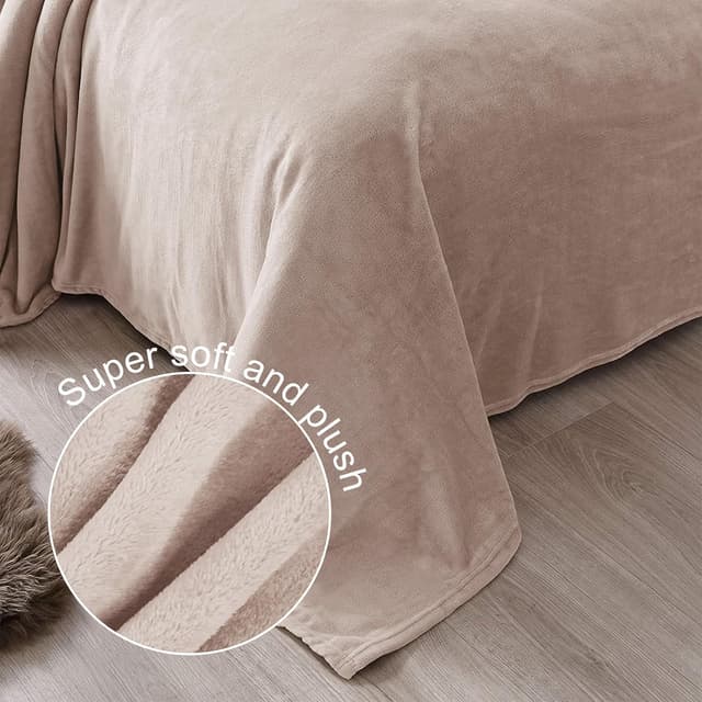 Detalle de Exclusivo Mezcla plaid couverture polaire en mélange, pour canapé ou lit, toutes saisons, camel 230x270 cm