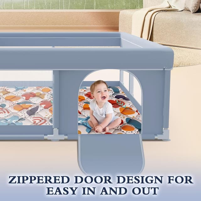 Thumbnail 6 de XVISHX 74 x 50 Inch Baby Playpen with Mat, Baby Playard for Indoor & Outdoor Use (Grey)