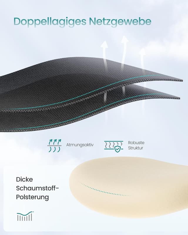 Detalle 2 de SONGMICS OBN066BH01 ergonomischer Bürostuhl mit Rücken- und Kopfstütze