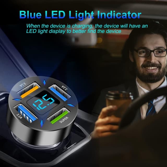 Detalle 2 de 4-Port USB C Auto Ladegerät 50W QC3.0 PD