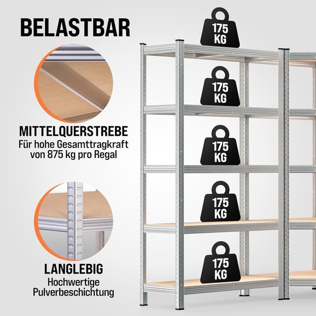 Detalle 2 de Monzana Eckregal Schwerlastregal Set 2625 kg
