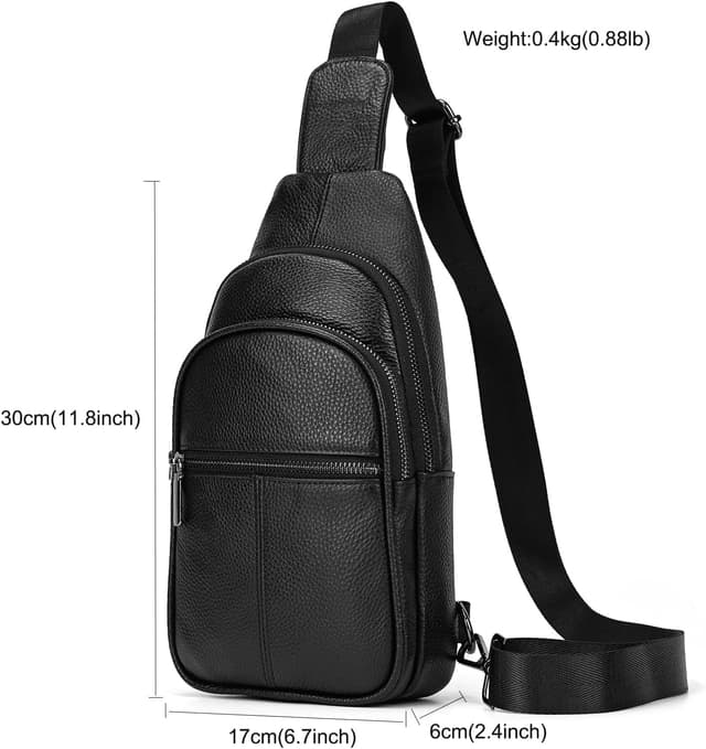 Detalle de LUUFAN genuine leather chest bag 34 x 17 x 9 cm