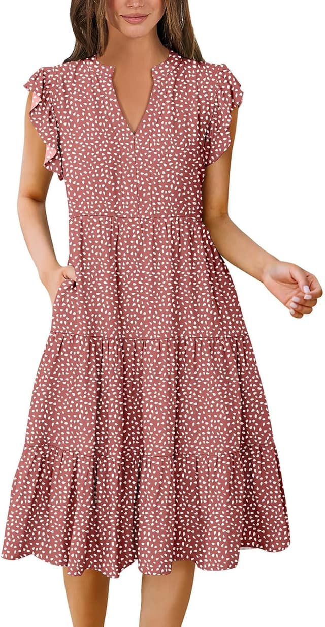 Detalle de ANRABESS Womens Summer Dress V‑Neck Midi Sundress