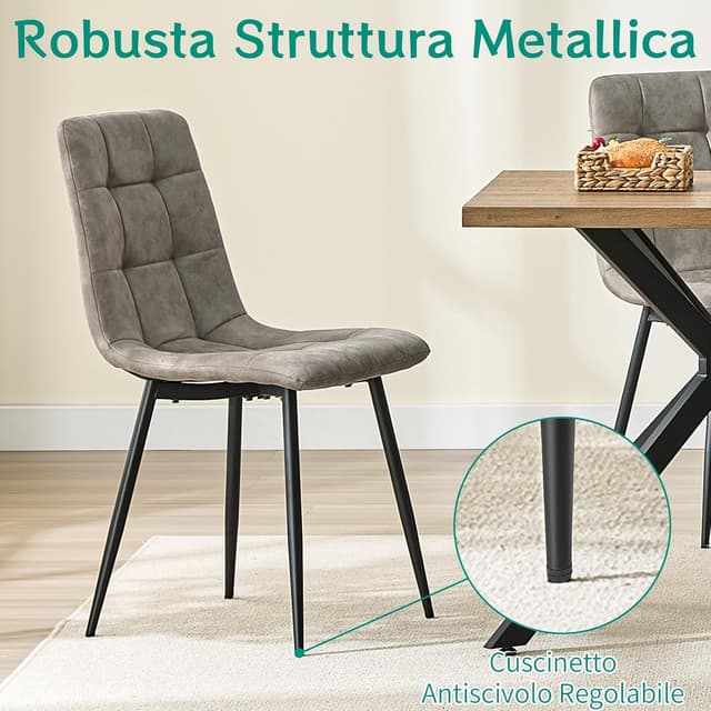 Detalle 2 de Set 4 sedie cucina JIJIAN tessuto tecnico