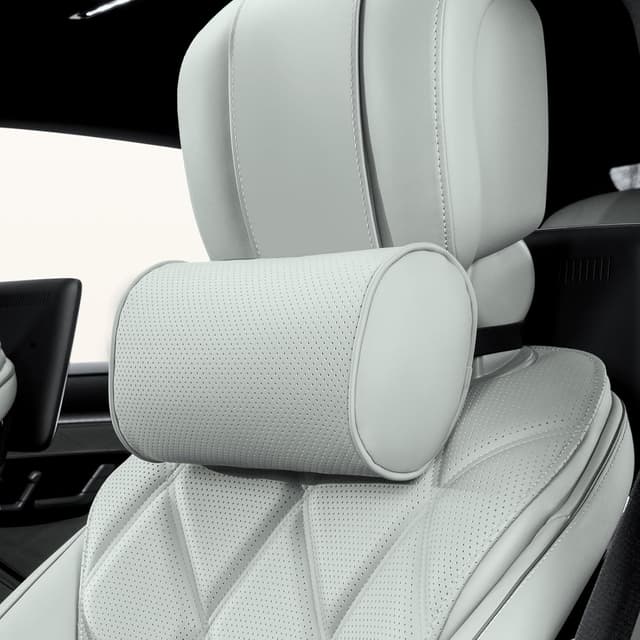 Detalle de Dapucarin Car Headrest Pillow for Driving – 100% memory foam neck support, luxury leather feel