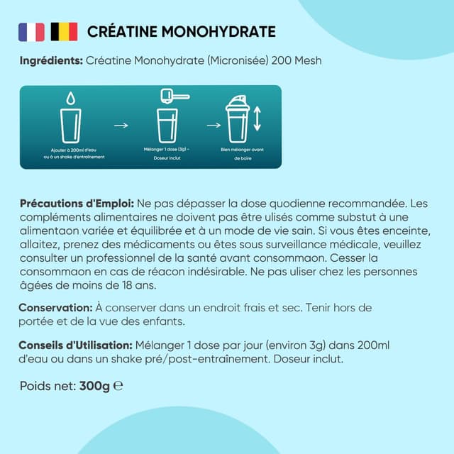 Detalle 2 de WeightWorld Creatine Monohydrate Poudre Pure micronisée sans goût – 300 g, vegan (100 portions)