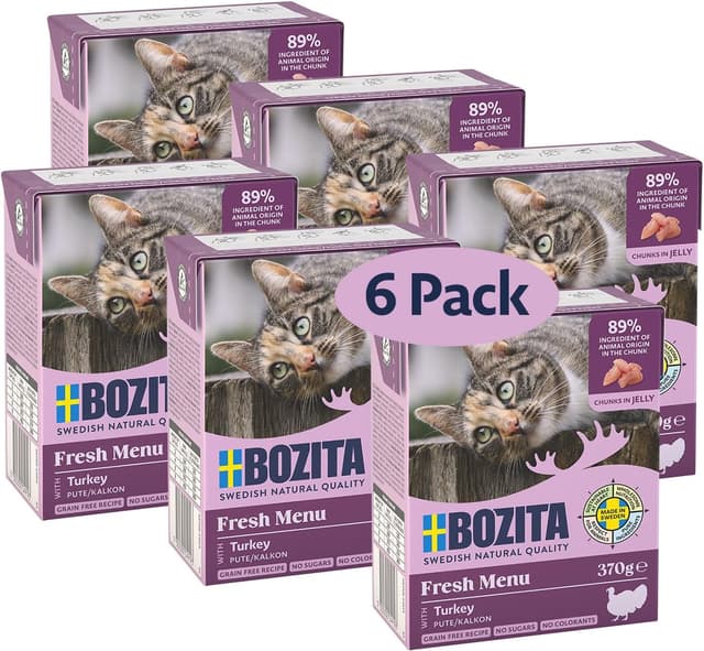 Detalle de Bozita Tetra Nassfutter mit Pute in Gelee (6×370 g) – getreidefrei & zuckerfrei