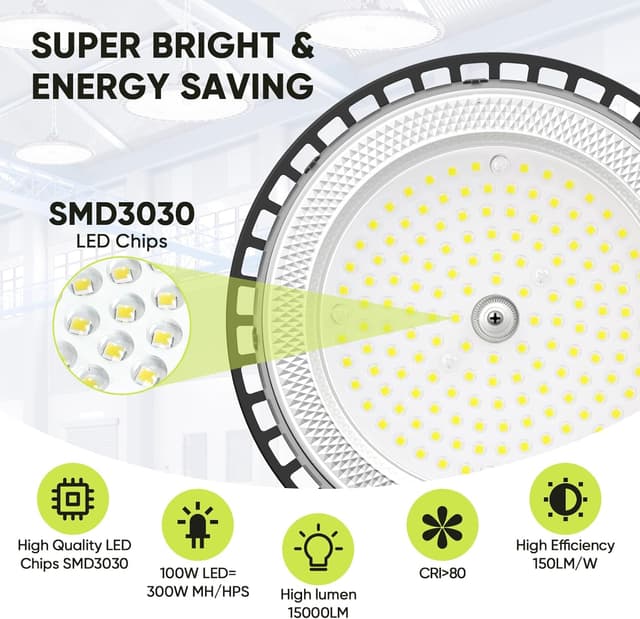 Thumbnail 1 de UFO LED 6 Pack 100W 15000LM 6000K IP65