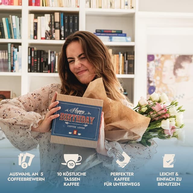 Detalle de Kaffee Geschenk Set zum Geburtstag – 5 Single Estate & Bio Spezialitäten (Geschenkidee für Kaffeeliebhaber)