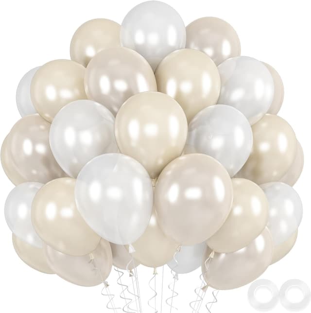 Detalle de Pearl White Balloons (52 Pack) 12-Inch Pearl Double-Stuffed Latex Balloons for Parties