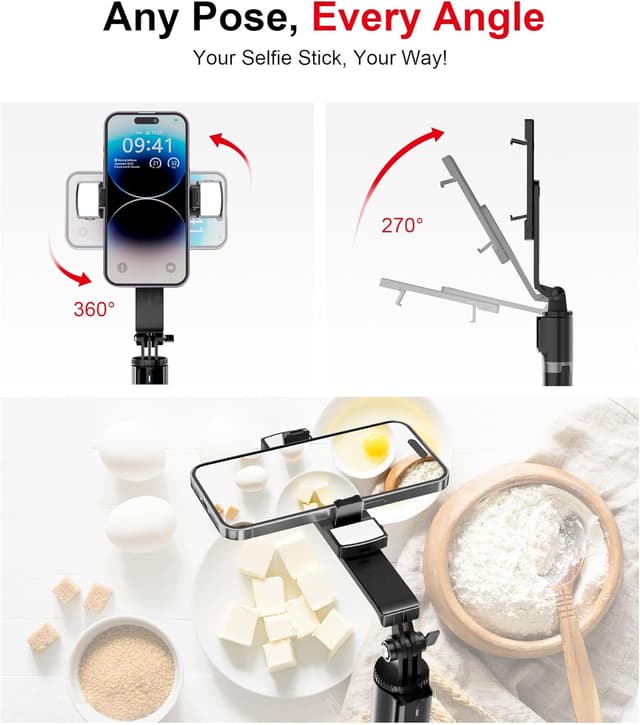 Detalle 2 de ASHINER 180cm Selfie Stick Phone Tripod with Remote and LED Fill Lights