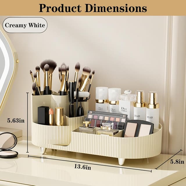 Thumbnail 3 de 360° Rotating Vanity Makeup Organizer — Large 🎀