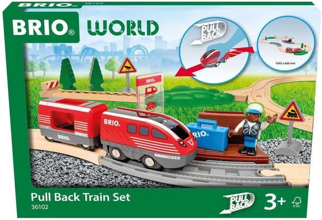Detalle de BRIO World 36102 Circuit de train à rétrofriction – circuit miniature en bois pour enfants dès 3 ans