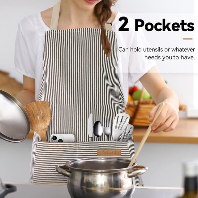 Detalle 2 de NLUS Kitchen Aprons 2 Pack, 60% Cotton