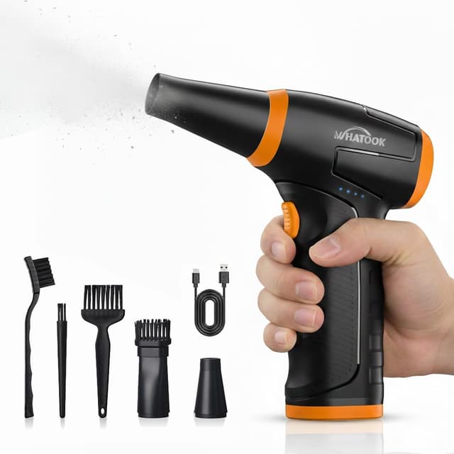 Detalle de WHATOOK W12 mini soffiatore elettrico a aria compressa ricaricabile 3 velocità, LED e batteria 8000 mAh