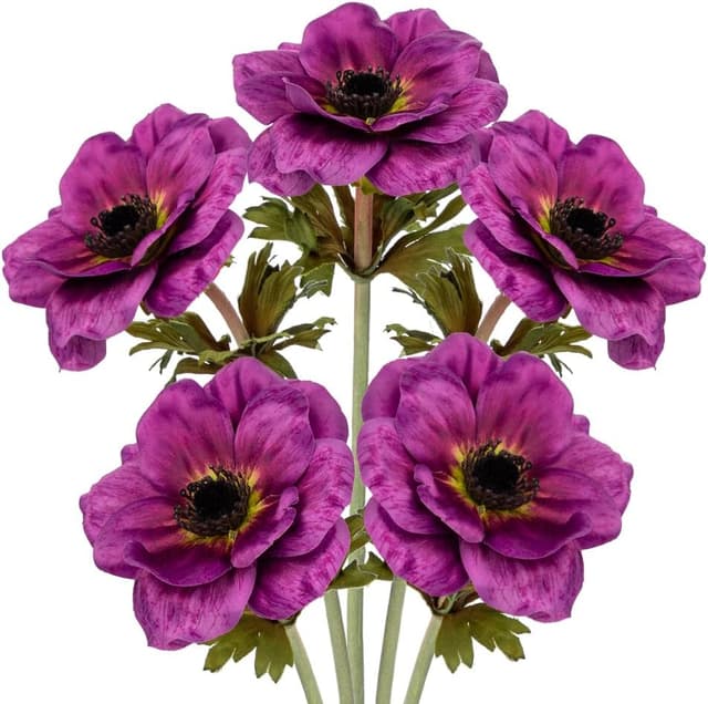 Detalle 2 de Briful 5er Set Anemonen Kunstblumen, 53 cm