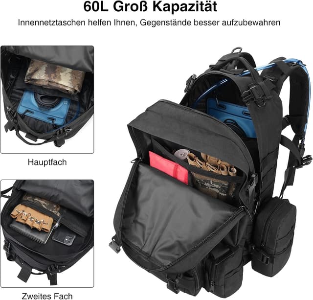 Detalle de Wiserset taktischer Rucksack 60 l MOLLE