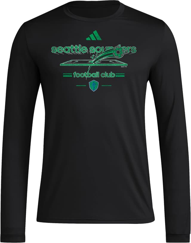 Detalle 2 de adidas Men’s Seattle Sounders FC Pre-Game Long Sleeve T-Shirt (Official MLS Licensed)
